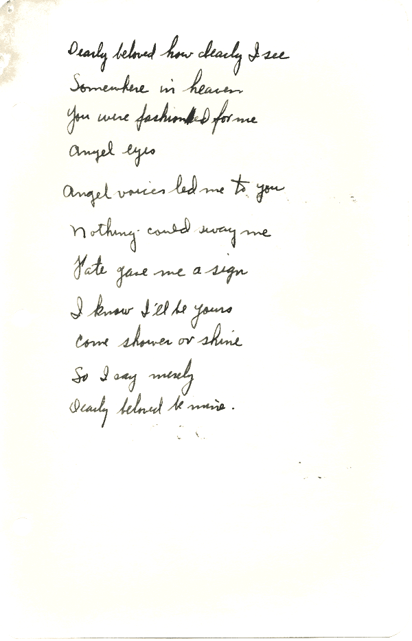 A scanned image of Dearly Beloved by John Michael Rogers. Read the text of this poem below on this page.