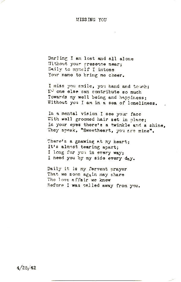 A scanned image of Missing You by John Michael Rogers. Read the text of this poem below on this page.